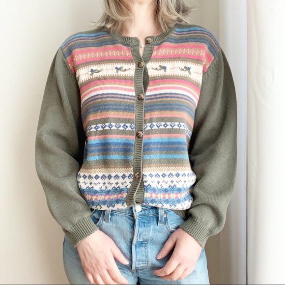 Vintage Sweaters - Vtg Tabi International Cotton Cardigan Embroidery